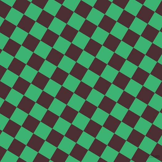 59/149 degree angle diagonal checkered chequered squares checker pattern checkers background, 45 pixel square size, , Cab Sav and Medium Sea Green checkers chequered checkered squares seamless tileable