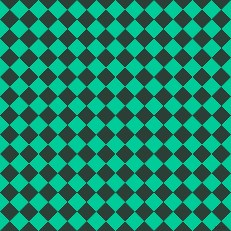 45/135 degree angle diagonal checkered chequered squares checker pattern checkers background, 44 pixel squares size, , Caribbean Green and Celtic checkers chequered checkered squares seamless tileable