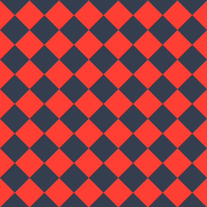 45/135 degree angle diagonal checkered chequered squares checker pattern checkers background, 68 pixel square size, Cloud Burst and Red Orange checkers chequered checkered squares seamless tileable