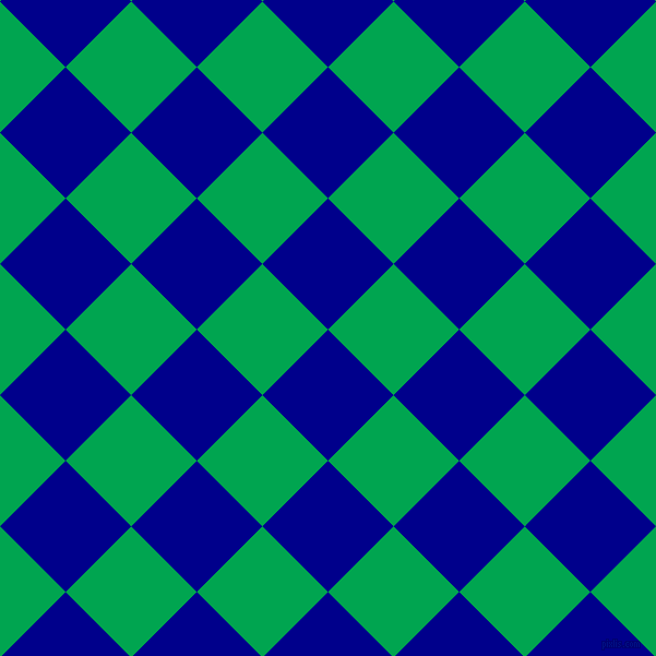 45/135 degree angle diagonal checkered chequered squares checker pattern checkers background, 85 pixel squares size, , Dark Blue and Pigment Green checkers chequered checkered squares seamless tileable
