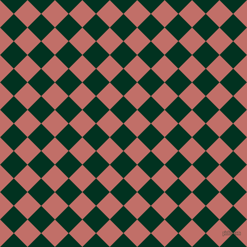 45/135 degree angle diagonal checkered chequered squares checker pattern checkers background, 38 pixel square size, , Dark Green and Contessa checkers chequered checkered squares seamless tileable