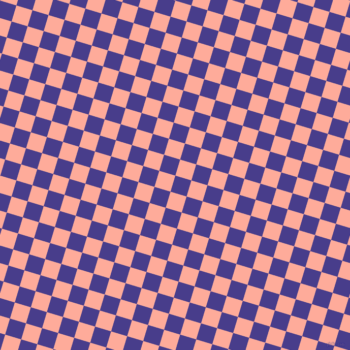 73/163 degree angle diagonal checkered chequered squares checker pattern checkers background, 33 pixel square size, , Dark Slate Blue and Rose Bud checkers chequered checkered squares seamless tileable
