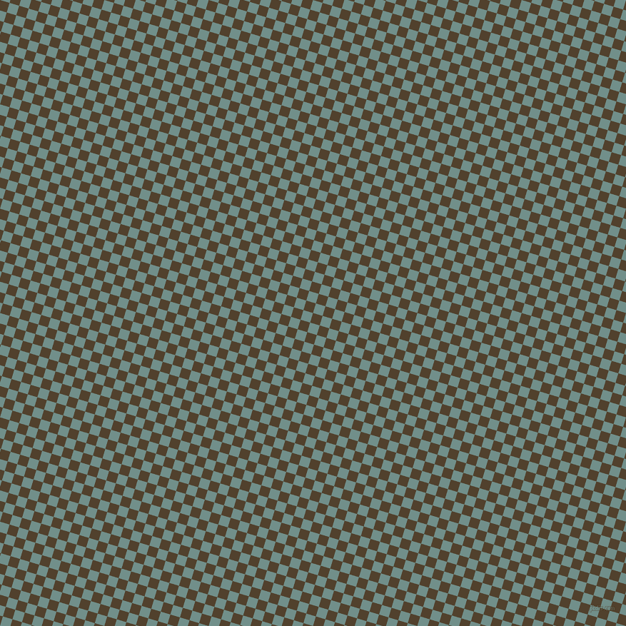 73/163 degree angle diagonal checkered chequered squares checker pattern checkers background, 14 pixel square size, , Deep Bronze and Gumbo checkers chequered checkered squares seamless tileable