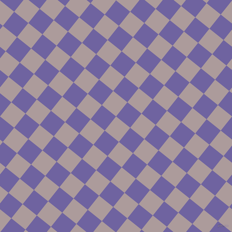 51/141 degree angle diagonal checkered chequered squares checker pattern checkers background, 61 pixel squares size, , Dusty Grey and Scampi checkers chequered checkered squares seamless tileable