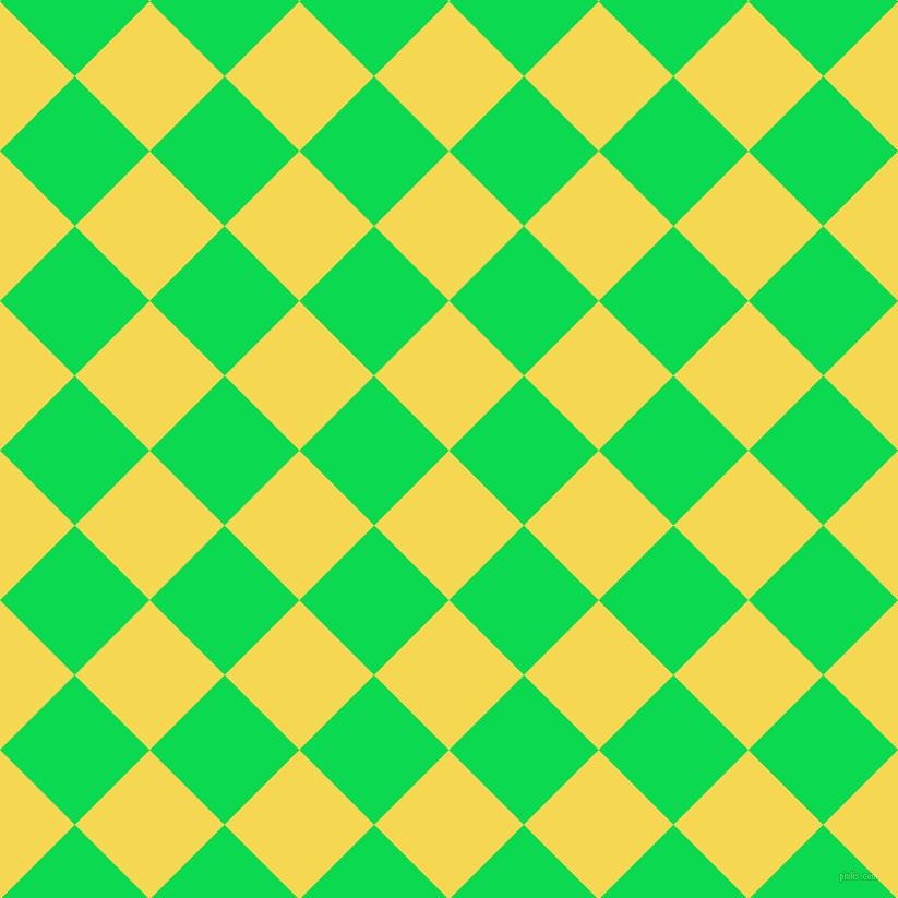 45/135 degree angle diagonal checkered chequered squares checker pattern checkers background, 97 pixel squares size, , Energy Yellow and Malachite checkers chequered checkered squares seamless tileable
