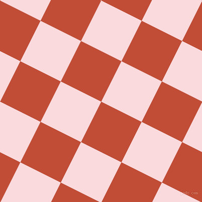 63/153 degree angle diagonal checkered chequered squares checker pattern checkers background, 90 pixel squares size, , Grenadier and Pale Pink checkers chequered checkered squares seamless tileable