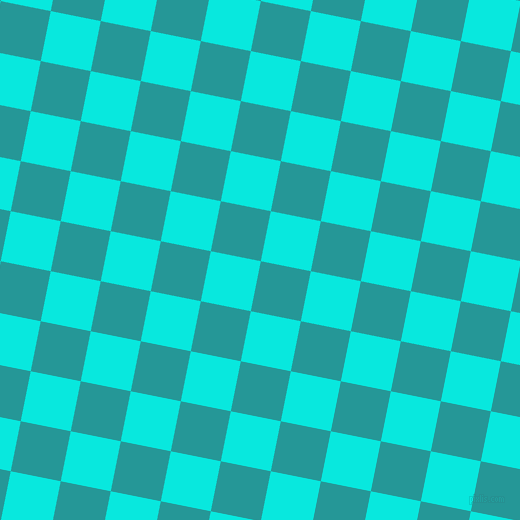 79/169 degree angle diagonal checkered chequered squares checker pattern checkers background, 51 pixel square size, Java and Bright Turquoise checkers chequered checkered squares seamless tileable