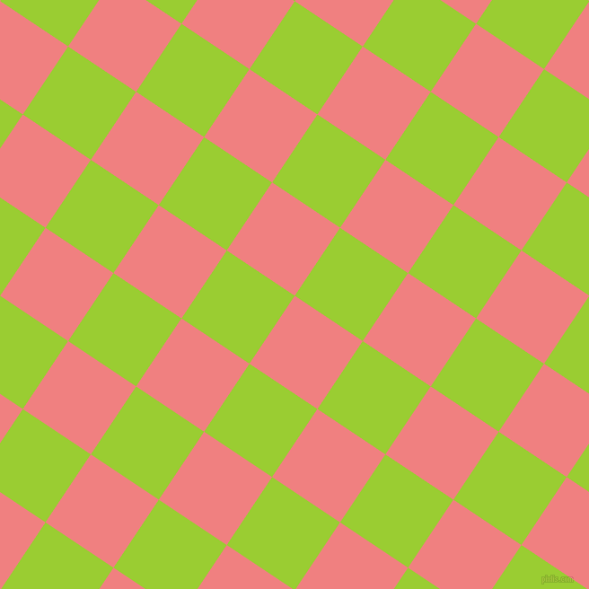 56/146 degree angle diagonal checkered chequered squares checker pattern checkers background, 91 pixel squares size, , Light Coral and Yellow Green checkers chequered checkered squares seamless tileable