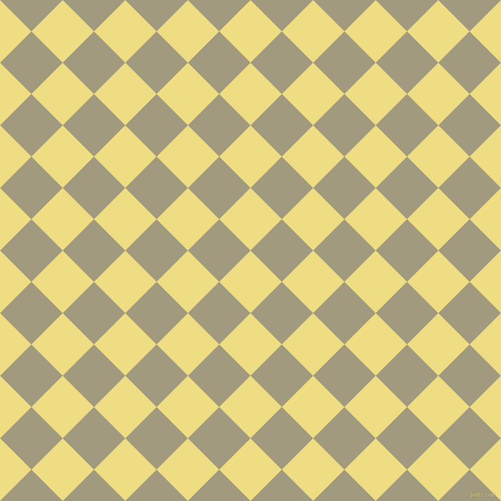 45/135 degree angle diagonal checkered chequered squares checker pattern checkers background, 63 pixel square size, , Light Goldenrod and Grey Olive checkers chequered checkered squares seamless tileable