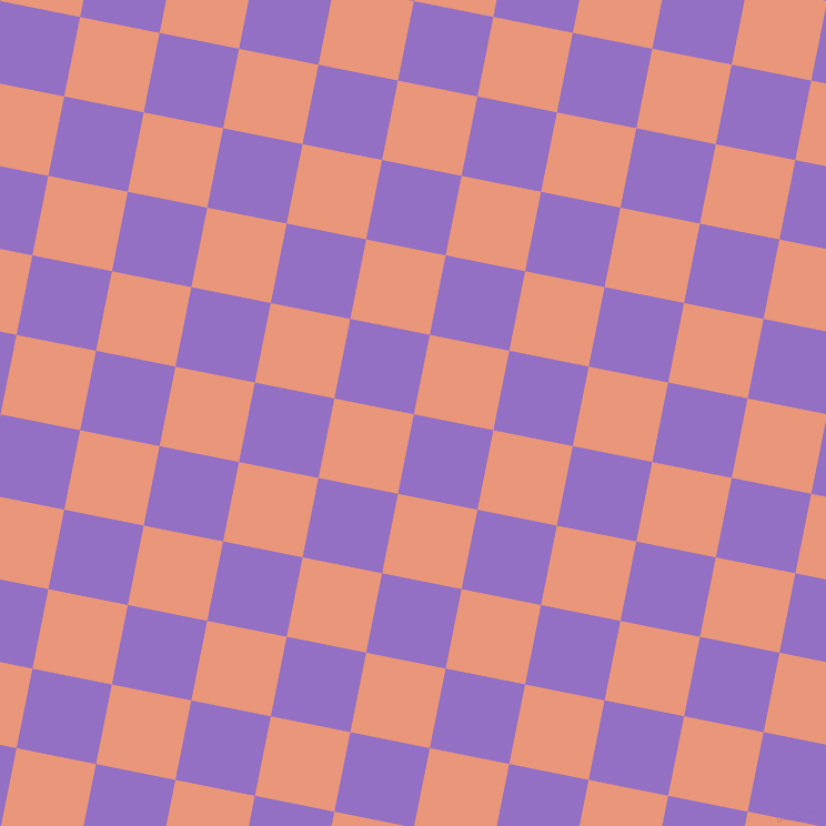 79/169 degree angle diagonal checkered chequered squares checker pattern checkers background, 73 pixel square size, Lilac Bush and Dark Salmon checkers chequered checkered squares seamless tileable
