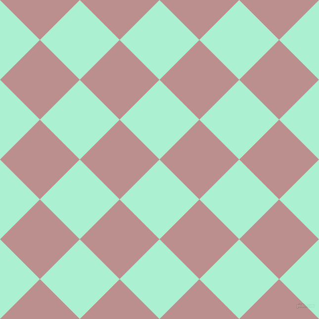 45/135 degree angle diagonal checkered chequered squares checker pattern checkers background, 114 pixel square size, , Magic Mint and Rosy Brown checkers chequered checkered squares seamless tileable