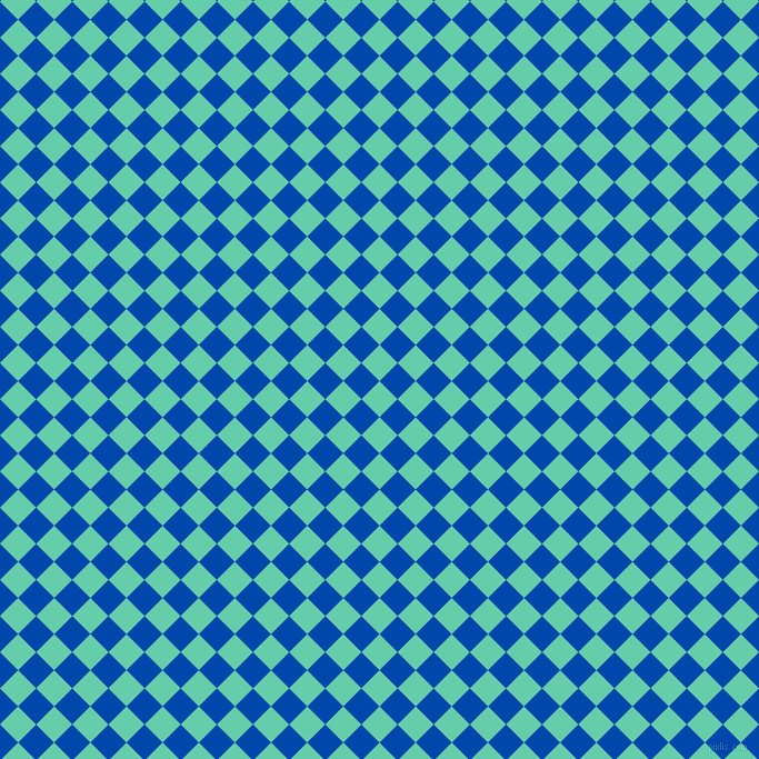 45/135 degree angle diagonal checkered chequered squares checker pattern checkers background, 23 pixel squares size, , Medium Aquamarine and Cobalt checkers chequered checkered squares seamless tileable