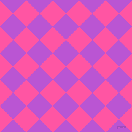 45/135 degree angle diagonal checkered chequered squares checker pattern checkers background, 63 pixel squares size, , Medium Orchid and Brilliant Rose checkers chequered checkered squares seamless tileable
