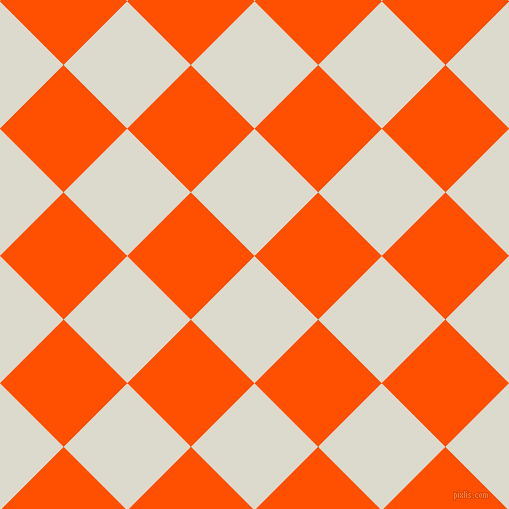 45/135 degree angle diagonal checkered chequered squares checker pattern checkers background, 90 pixel square size, , Milk White and International Orange checkers chequered checkered squares seamless tileable