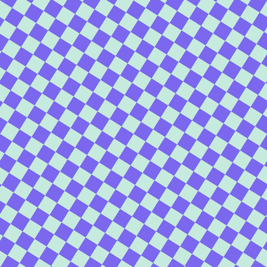 58/148 degree angle diagonal checkered chequered squares checker pattern checkers background, 45 pixel square size, , Mint Tulip and Medium Slate Blue checkers chequered checkered squares seamless tileable