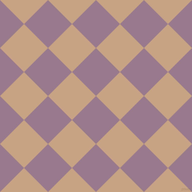 45/135 degree angle diagonal checkered chequered squares checker pattern checkers background, 135 pixel square size, , Mountbatten Pink and Rodeo Dust checkers chequered checkered squares seamless tileable