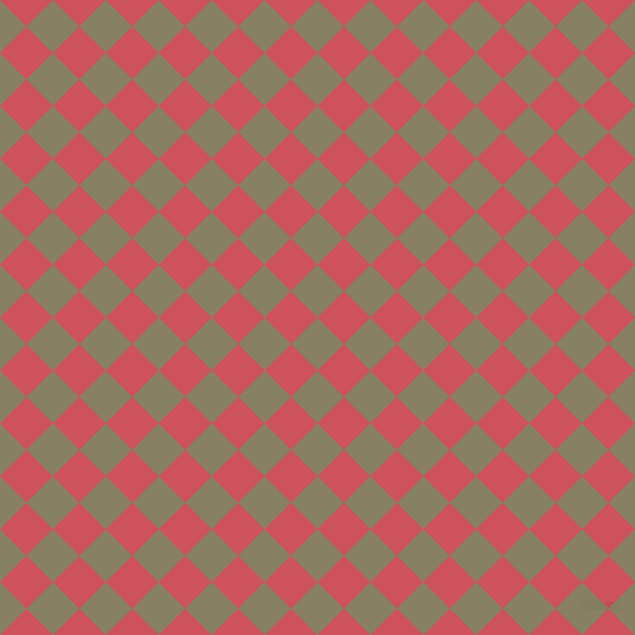 45/135 degree angle diagonal checkered chequered squares checker pattern checkers background, 34 pixel square size, , Olive Haze and Mandy checkers chequered checkered squares seamless tileable