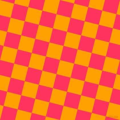 76/166 degree angle diagonal checkered chequered squares checker pattern checkers background, 51 pixel squares size, , Orange Peel and Radical Red checkers chequered checkered squares seamless tileable