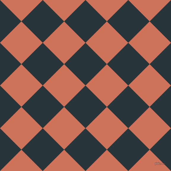 45/135 degree angle diagonal checkered chequered squares checker pattern checkers background, 102 pixel square size, , Oxford Blue and Japonica checkers chequered checkered squares seamless tileable