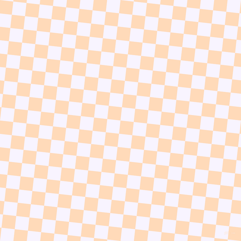 84/174 degree angle diagonal checkered chequered squares checker pattern checkers background, 43 pixel squares size, , Peach Puff and Magnolia checkers chequered checkered squares seamless tileable