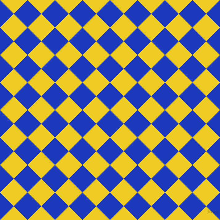 45/135 degree angle diagonal checkered chequered squares checker pattern checkers background, 63 pixel squares size, , Persian Blue and Broom checkers chequered checkered squares seamless tileable