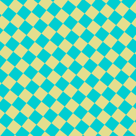 51/141 degree angle diagonal checkered chequered squares checker pattern checkers background, 45 pixel square size, , Primrose and Dark Turquoise checkers chequered checkered squares seamless tileable