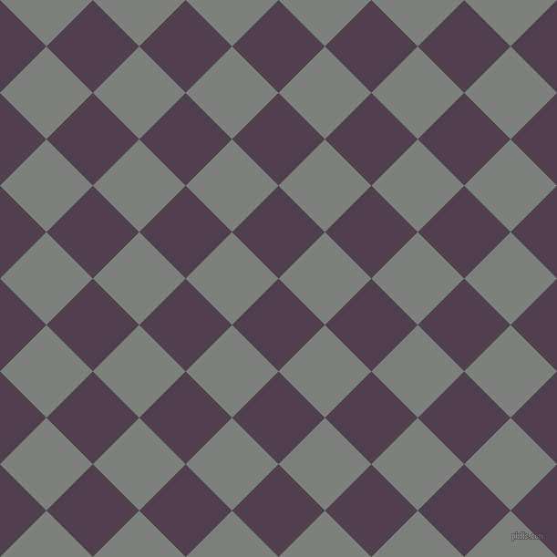 45/135 degree angle diagonal checkered chequered squares checker pattern checkers background, 72 pixel square size, , Purple Taupe and Boulder checkers chequered checkered squares seamless tileable