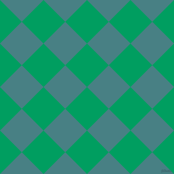 45/135 degree angle diagonal checkered chequered squares checker pattern checkers background, 108 pixel squares size, , Shamrock Green and Paradiso checkers chequered checkered squares seamless tileable