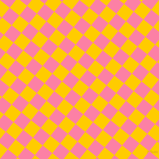 51/141 degree angle diagonal checkered chequered squares checker pattern checkers background, 42 pixel squares size, , Tangerine Yellow and Tickle Me Pink checkers chequered checkered squares seamless tileable