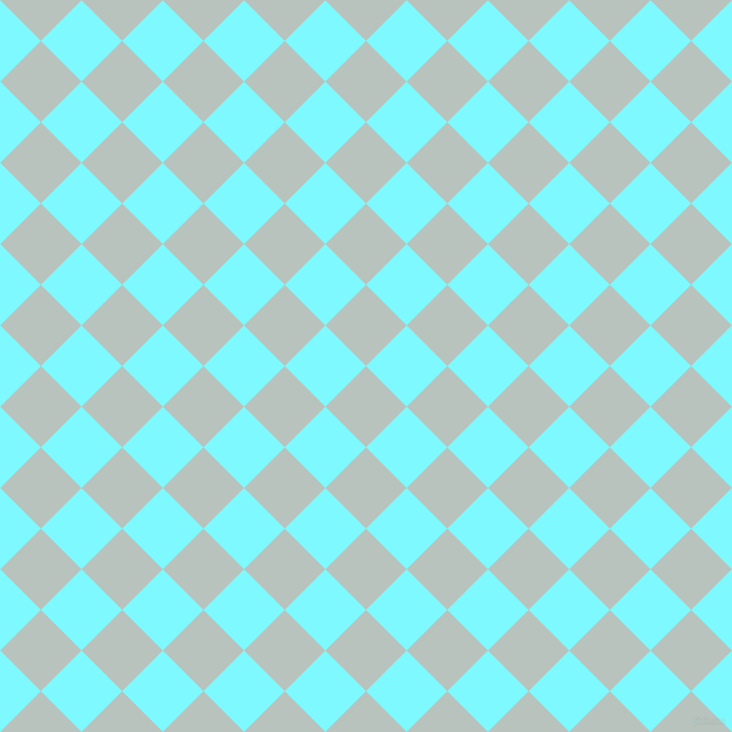 45/135 degree angle diagonal checkered chequered squares checker pattern checkers background, 64 pixel square size, Tiara and Electric Blue checkers chequered checkered squares seamless tileable