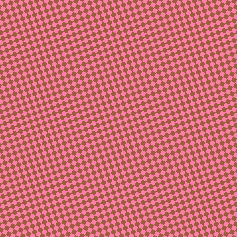 63/153 degree angle diagonal checkered chequered squares checker pattern checkers background, 15 pixel squares size, , Tickle Me Pink and Sepia checkers chequered checkered squares seamless tileable