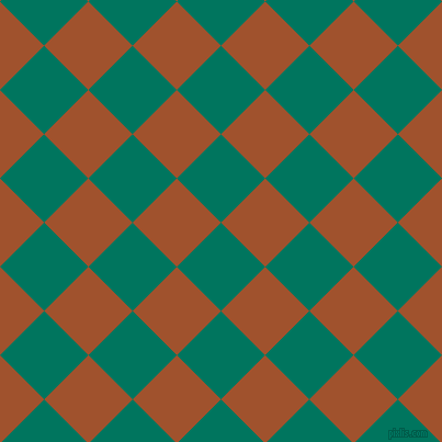 45/135 degree angle diagonal checkered chequered squares checker pattern checkers background, 57 pixel squares size, , Tropical Rain Forest and Sienna checkers chequered checkered squares seamless tileable