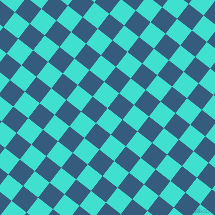 52/142 degree angle diagonal checkered chequered squares checker pattern checkers background, 38 pixel square size, , Turquoise and Matisse checkers chequered checkered squares seamless tileable
