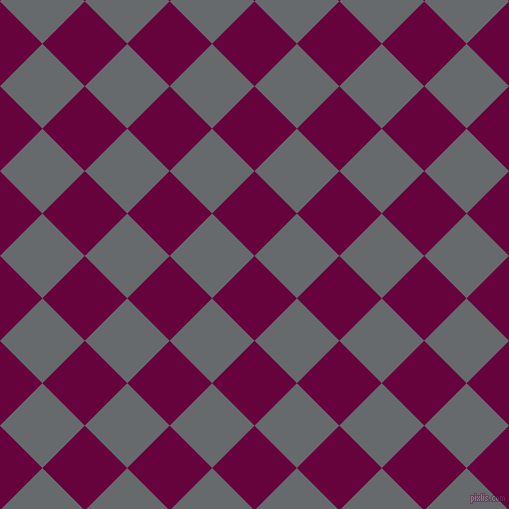 45/135 degree angle diagonal checkered chequered squares checker pattern checkers background, 60 pixel square size, , Tyrian Purple and Mid Grey checkers chequered checkered squares seamless tileable