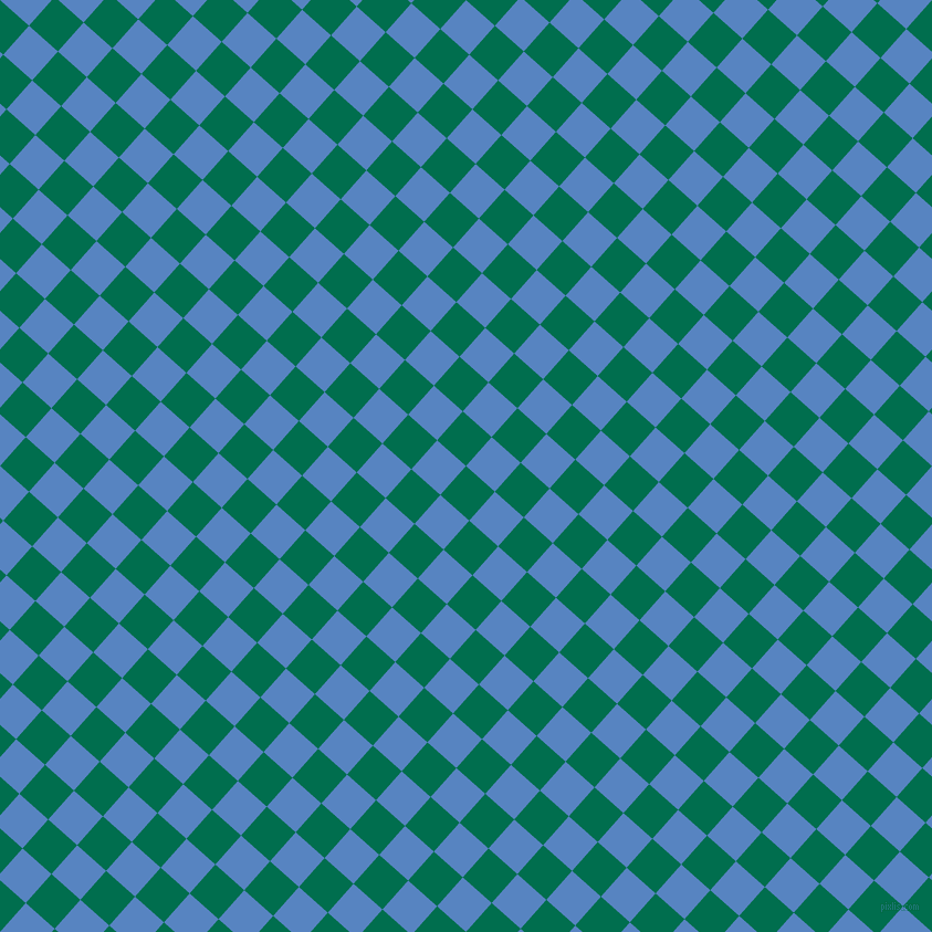48/138 degree angle diagonal checkered chequered squares checker pattern checkers background, 35 pixel square size, Watercourse and Havelock Blue checkers chequered checkered squares seamless tileable