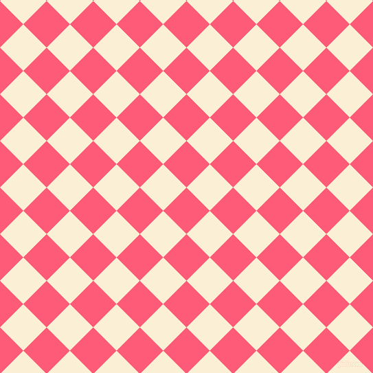 45/135 degree angle diagonal checkered chequered squares checker pattern checkers background, 48 pixel squares size, Wild Watermelon and Half Dutch White checkers chequered checkered squares seamless tileable
