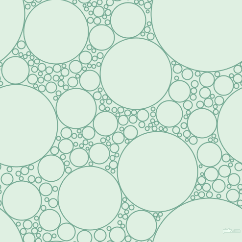 bubbles, circles, sponge, big, medium, small, 2 pixel line width, Acapulco and Off Green circles bubbles sponge soap seamless tileable