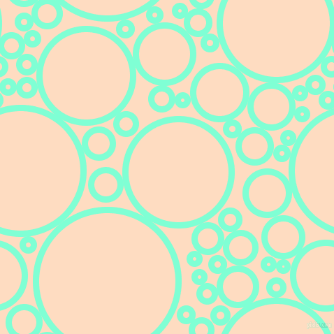 bubbles, circles, sponge, big, medium, small, 9 pixel line width, Aquamarine and Karry circles bubbles sponge soap seamless tileable