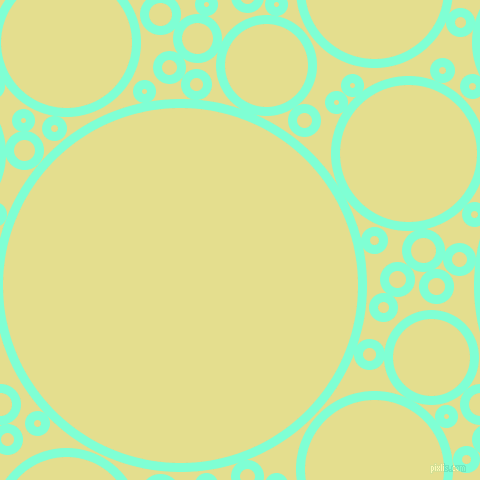 bubbles, circles, sponge, big, medium, small, 9 pixel line width, Aquamarine and Primrose circles bubbles sponge soap seamless tileable