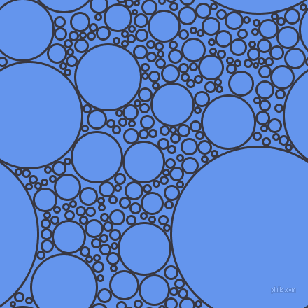 bubbles, circles, sponge, big, medium, small, 3 pixel line width, Black Marlin and Cornflower Blue circles bubbles sponge soap seamless tileable