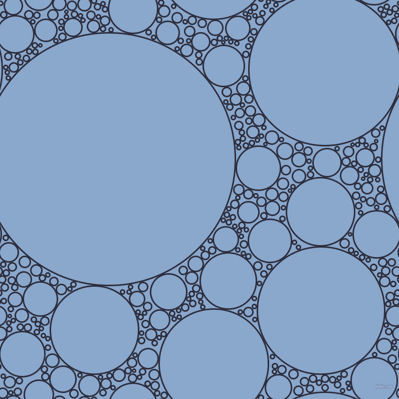bubbles, circles, sponge, big, medium, small, 3 pixel line width, Black Rock and Polo Blue circles bubbles sponge soap seamless tileable