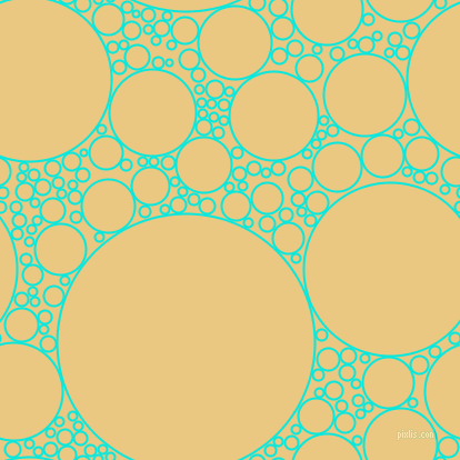 bubbles, circles, sponge, big, medium, small, 2 pixel line width, Bright Turquoise and Marzipan circles bubbles sponge soap seamless tileable