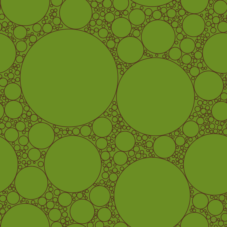 bubbles, circles, sponge, big, medium, small, 2 pixel line width, Brown Bramble and Olive Drab circles bubbles sponge soap seamless tileable