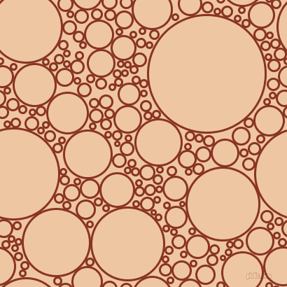 bubbles, circles, sponge, big, medium, small, 3 pixel line width, Burnt Umber and Negroni circles bubbles sponge soap seamless tileable