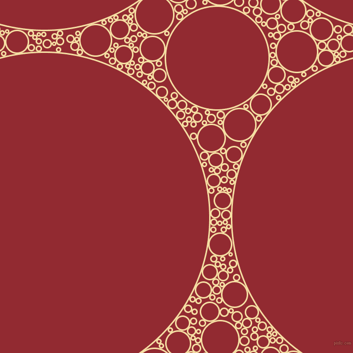 bubbles, circles, sponge, big, medium, small, 3 pixel line width, Buttermilk and Bright Red circles bubbles sponge soap seamless tileable