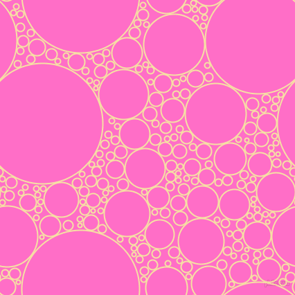 bubbles, circles, sponge, big, medium, small, 2 pixel line width, Buttermilk and Neon Pink circles bubbles sponge soap seamless tileable