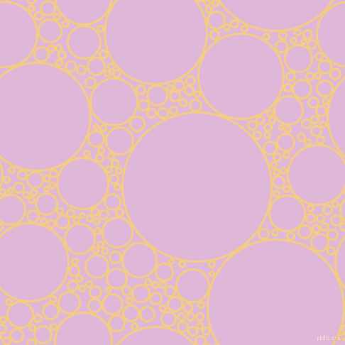 bubbles, circles, sponge, big, medium, small, 3 pixel line width, Cherokee and French Lilac circles bubbles sponge soap seamless tileable