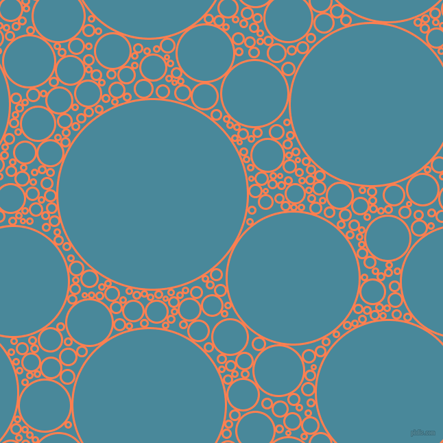 bubbles, circles, sponge, big, medium, small, 3 pixel line width, Coral and Hippie Blue circles bubbles sponge soap seamless tileable