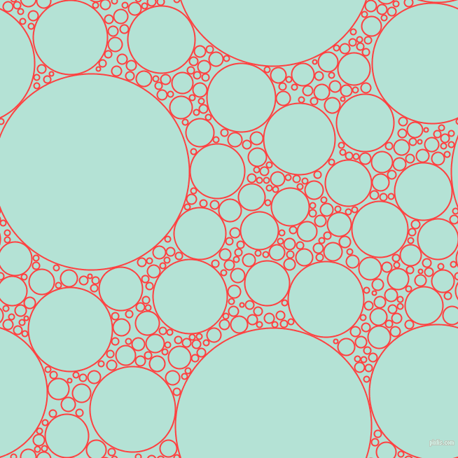 bubbles, circles, sponge, big, medium, small, 2 pixel line width, Coral Red and Cruise circles bubbles sponge soap seamless tileable