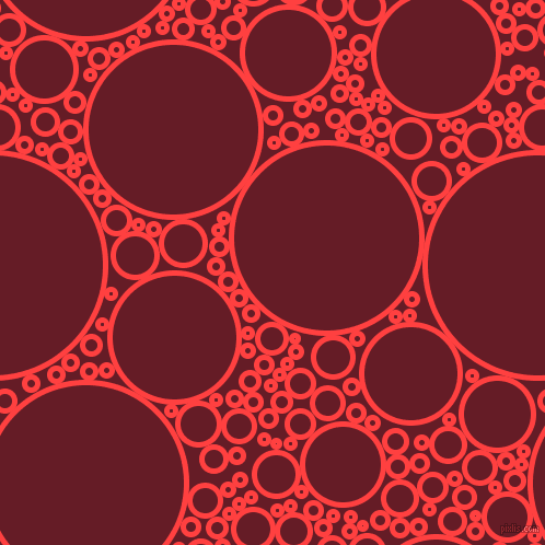 bubbles, circles, sponge, big, medium, small, 5 pixel line width, Coral Red and Pohutukawa circles bubbles sponge soap seamless tileable